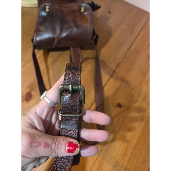 Vintage Handmade Goat Leather Satchel Messenger Crossbody Bag Med in Size - Picture 10 of 10